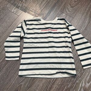 Zara Striped Kids Shirt - Green and Cream Size 5
